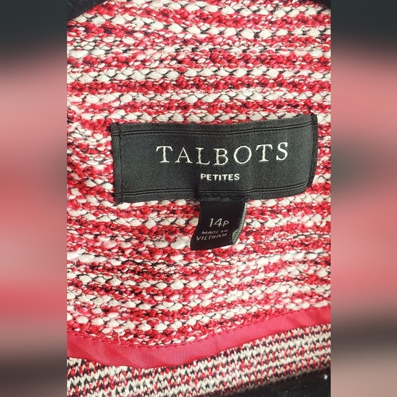 Talbots Jacket Women's 14p Multicolor Soft Tweed Blazer Long Sleeve Knit Red - Picture 5 of 8